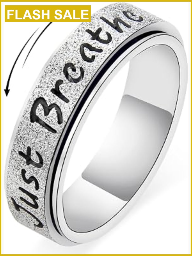 Just Breathe Fidget Spinner Ring - Stainless Steel Anxiety Stress Relief